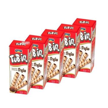 Imagem de Biscoito Wafer Tubo Recheado Tub-in 48g Kit 5 Tubinho - Montevérgine