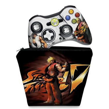 Imagem de Capa Case e Skin Adesivo Xbox 360 Controle - Street Fighter 4 #a
