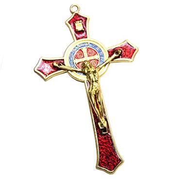 Imagem de LOVIVER Parede sagrada crucifixo cruzado religioso São Cristo no estande Decoração cristã para casa enfeites de decoração de Presentes de, VERMELHO