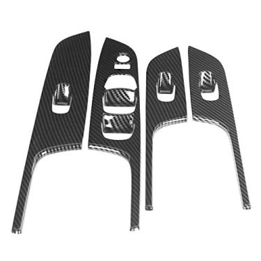 Imagem de Yctze Capa de interruptor de elevação de janela, estilo fibra de carbono ABS para painel de controle de elevação do interruptor da janela do carro, acabamento adequado para Navara Frontier NP300
