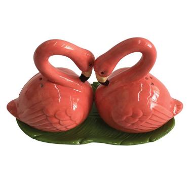 Imagem de Cj. de saleiro E pimenteiro ceramica - flamingos