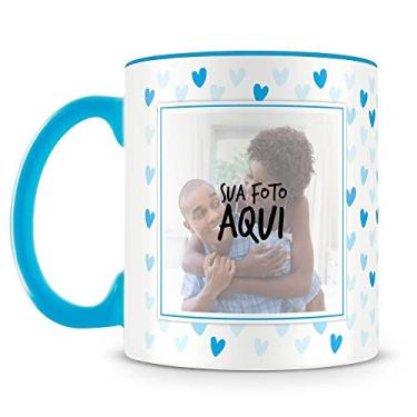 Imagem de Caneca Personalizada Corações - Azul (2 Fotos)