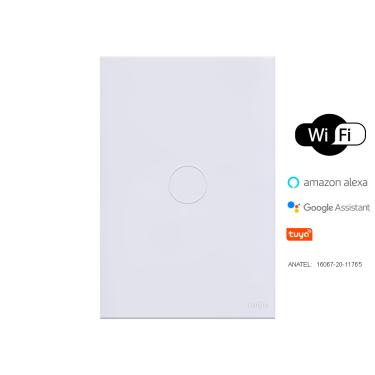 Imagem de Interruptor De Luz Touch Wi-Fi Tok Glass 1 Botão Branco Lumenx