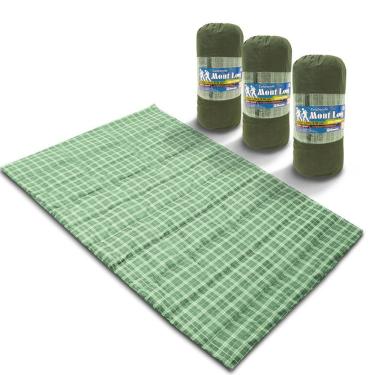 Imagem de Kit 3 Colchonetes Casal 190x130 Com Bolsa Xadrez Verde