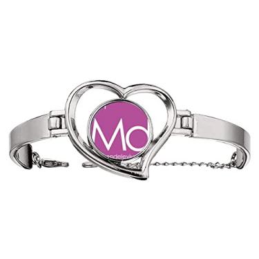 Imagem de N/A N/A Bracelete Chestry Elements Tabela de Período Actinida Mendelevium Md Pulseira de Arame Joia Coração, medium, metal
