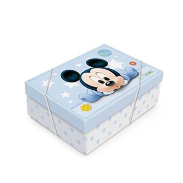 Imagem de Caixa Para Presente Retangular com Tampa Cromus Embalagens na Estampa Mickey Baby com Fechamento em Elástico 35x25x11 cm com 10 Unidades