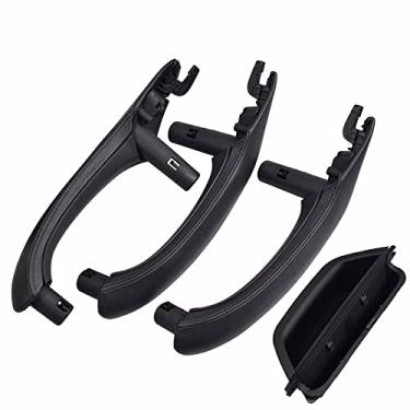 Imagem de Maçaneta interna preta de couro esquerda direita puxador da porta kits de acabamento interruptor de janela de substituição painel de apoio de braço para BMW X3 X4 F25 F26 2010-2016 (4PCS)