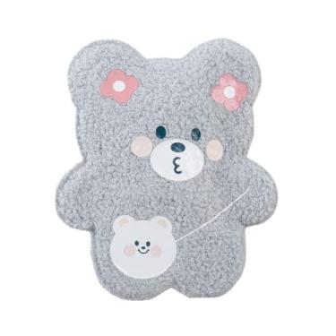 Imagem de Estojo de lápis Kawaii 3D Urso de pelúcia bonito anime estética de pelúcia desenho animado bolha chá boba papelaria organizador bolsa portátil material escolar japonês (cinza)