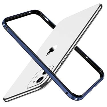 Imagem de Capa pára-choques para iphone 13 12 mini 11 pro max 12pro 11pro xr xs alumínio metal silicone moldura de telefone azul preto acessórios, azul, para iphone 6 6s