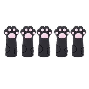 Imagem de Capa Protetora De Tesoura De Cutícula De 5 Peças, Estojo Protetor De Pinça De Silicone Em Forma De Pata De Gato Para Pinças De Aparador De Unhas Dos Pés (Preto)