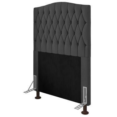 Imagem de Cabeceira Estofada Box Solteiro Greta 90cm Com Frame Cinza