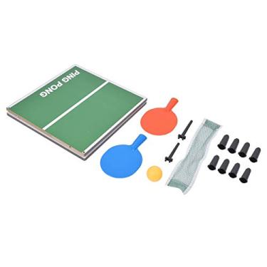 Imagem de Conjunto de mini tênis de mesa com rede de pingue-pongue dobrável de mesa de ping pong, raquete de pingue-pongue, conjunto de treinamento de tênis de mesa