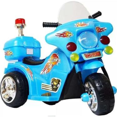 Imagem de Moto Elétrica Infantil Triciclo Bombeiro Polícia Azul - Importway