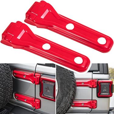 Imagem de Tampa da dobradiça da porta traseira guarnição acessórios exteriores decoração para Jeep Wangler JL JLU Unlimited Sports Freedom Sahara Rubicon 2 portas e 4 portas capa de suporte de pneu