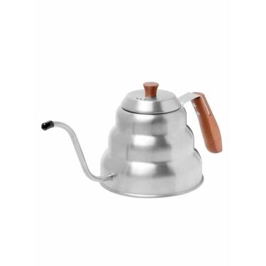Imagem de Chaleira Bico de Ganso Fino Profissional Barista Inox e Madeira 1 Litro - Mimo Style