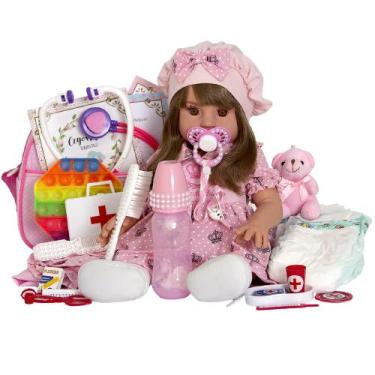 Imagem de Bebê Reborn Infantil Realista Menina 100% De Silicone 52cm - Cegonha R