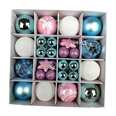 Imagem de 42 Peças de Decoração de Bolas de Natal de Enfeites para Guirlanda de Festa Decoração Guirlanda, Azul Branco Rosa