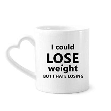 Imagem de Caneca de café de cerâmica para perda de peso preta em inglês copo de coração de vidro