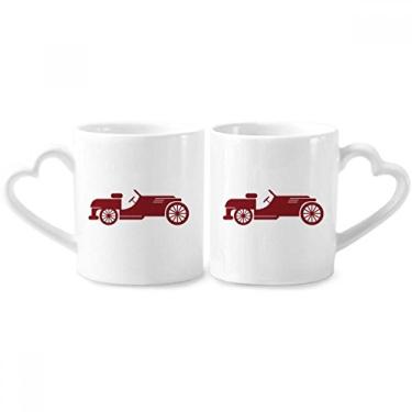 Imagem de Conjunto de canecas de porcelana para casais, desenho geométrico, vermelho, clássico, de carros, com alça de coração
