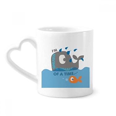 Imagem de A baleia azul enorme caneca ilustrada de desenho animado café cerâmica copo de coração de vidro