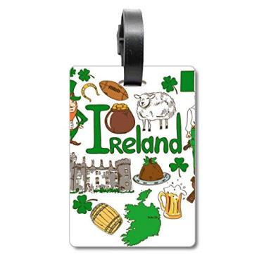 Imagem de Ireland Love Heart Landscap bandeira nacional mala etiqueta bagagem cartão etiqueta, Multicolorido.