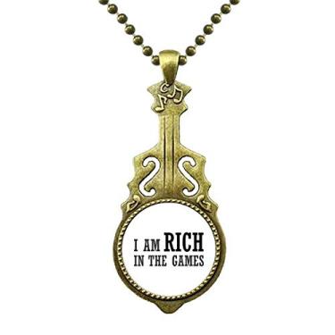 Imagem de DIYthinker Colar moderno de presente Art Déco I Am Rich in The Games joia de guitarra antiga pingente de música, metal, sem pedra preciosa, Metal, Sem Pedra Preciosa