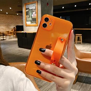 Imagem de Capa de telefone transparente de cor fluorescente para iphone 12 11 Pro Max Mini X XR XS Max 6 6S 7 8 Plus SE 2020 Capa macia, laranja, para iPhone12 Pro Max