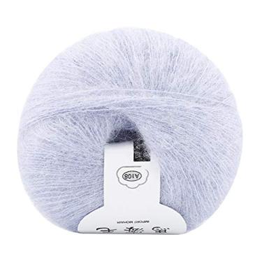 Imagem de Lã de tricô mohair, fio faça você mesmo xale roupas cachecol suéter chapéus e projetos de artesanato Suprimentos de linha de crochê (19 cinza prateado)