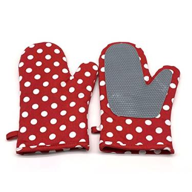Imagem de Luvas de forno de silicone para cozinha resistentes ao calor 500 graus, luvas de forno para churrasco cozinhar, assar grelhar churrasco micro-ondas, vermelho