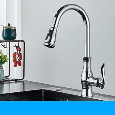 Imagem de Torneiras de cozinha pretas extraíveis para pia de cozinha torneira misturadora monocomando de água torneira guindaste para cozinha misturador de rotação 360, TIPO B, cromado