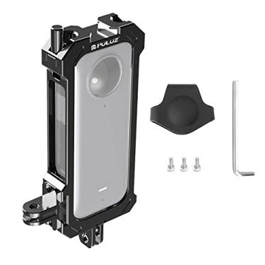 Imagem de PULUZ Estrutura de gaiola protetora de metal para acessórios Insta360 X3 com base expansível para sapata fria e adaptador de tripé moldura protetora de liga de alumínio