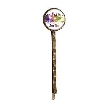 Imagem de Austin America City Aquarela Retro Metal Hair Bobby Pin Headwear