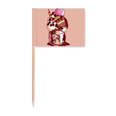 Imagem de Enfeite para bolo de biscoito, chocolate, sorvete, palito, bandeiras para decoração de festa