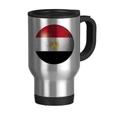 Imagem de Caneca de viagem de futebol americano com bandeira nacional do Egito, tampa de aço inoxidável, copo de carro