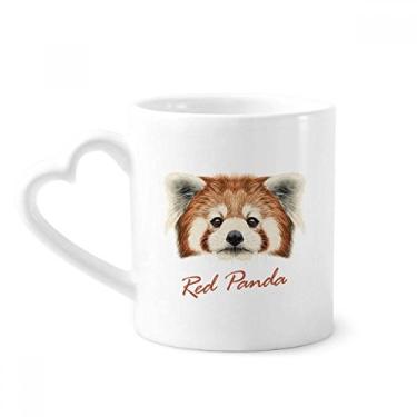 Imagem de Caneca de café de cerâmica com estampa de panda vermelha selvagem de castanho, copo de coração de vidro