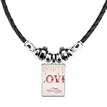 Imagem de DIYthinker Colar vermelho com pingente de corda de couro com torque, para Dia dos Namorados