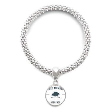 Imagem de DIYthinker Pulseira de prata com desenho de ouriço de animal com desenho azul, pingente de joia ajustável