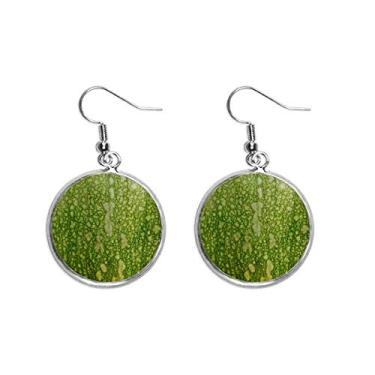 Imagem de Brinco feminino com estampa de foto macro verde de abóbora com pingente prateado