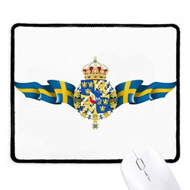 Imagem de Mouse pad com emblema nacional da Suécia com borda costurada, tapete de borracha para jogos
