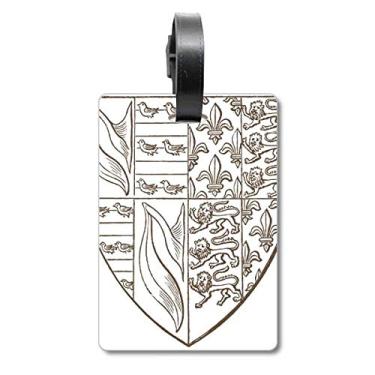 Imagem de Black White Art Shield Estampa de Ilustração de Leão Bolsa de Bagagem Etiqueta de Bagagem Etiqueta de Scutcheon