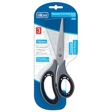 Imagem de Tilibra - Tesoura 180 mm, Comfort Grip, T416, Cinza