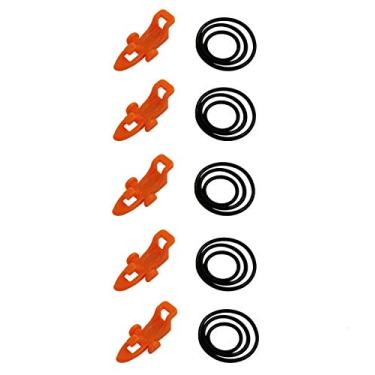 Imagem de Suporte de isca de isca de peixe com 3 anéis de borracha elástica para ganchos de verme e gancho de trevo da Drchoer Fishing Hooks 5 conjuntos, Laranja