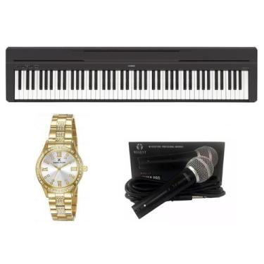 Imagem de Kit Piano Digital Yamaha P45 Microfone E Relógio Dk10728-1