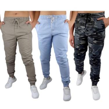 Imagem de Kit Com 3 Calça Jogger Elastico Com Punho Elastano - Mania Do Jeans