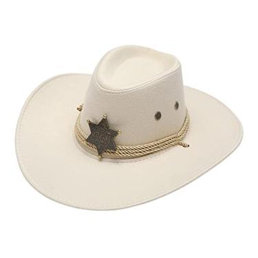 Imagem de Vaveren Chapéu de Cowboy Ocidental Homens Chapéu de Cowgirl Confortável Proteção Solar Leve Chapéu de Sol Chapéu de Sol para Camping Cosplay Palco Performance, bege