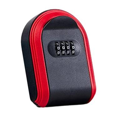 Imagem de Kokiya Caixa de bloqueio de chave, combinação de chave, com 4 dígitos, caixa de armazenamento de chaves com bloqueio digital de 4 dígitos, montada na parede para lojas, escritórios, casa, vermelha