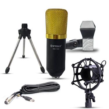 Imagem de Microfone Condensador c/ Shockmount WVNGR BM-700 Dourado