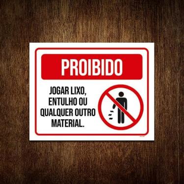 Imagem de Kit 10 Placas De Sinalização - Proibido Jogar Lixo Entulho