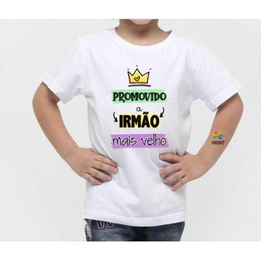 Imagem de Camiseta Infantil Promovido A Irmão Mais Velho  Est. Verde Lilás - Chá