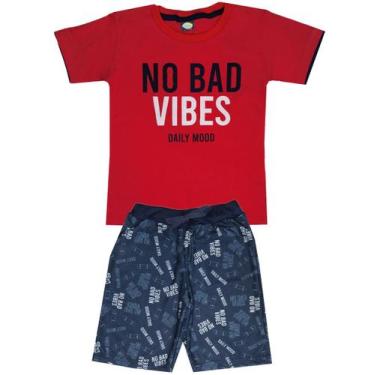 Imagem de Conjunto Verão Infantil Masculino Camiseta Reforço Na Gola E Bermuda M